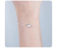 Sunflower with CZ Stone Silver Bracelet BRS-1115